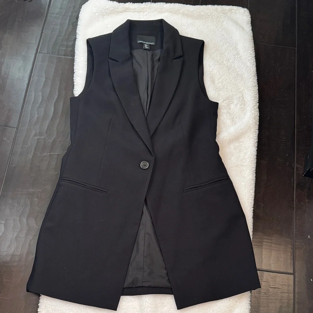 Cynthia Rowley Black Sleeveless Blazer Vest Size S - Picture 1 of 10
